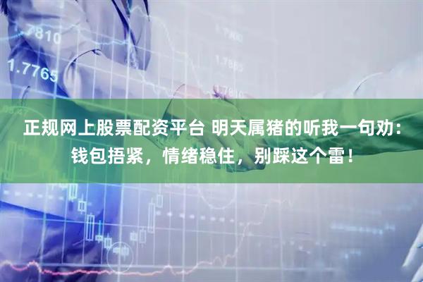 正规网上股票配资平台 明天属猪的听我一句劝：钱包捂紧，情绪稳住，别踩这个雷！
